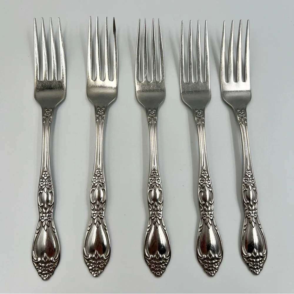 Vintage Oneida WMA Rogers Huntington Stainless Flatware Dinner Fork Set of 5 - Picture 1 of 10